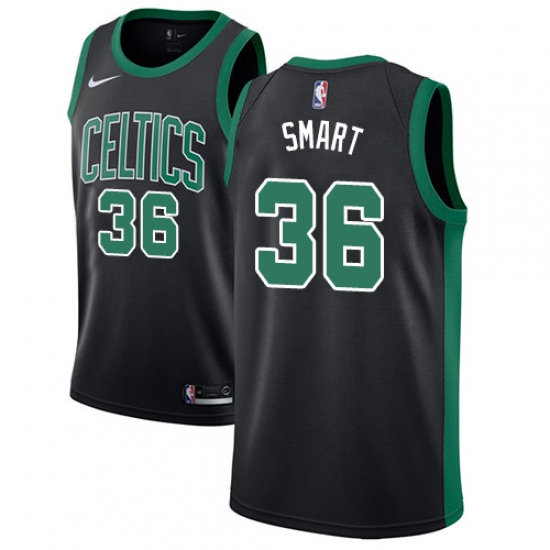 Men's Adidas Boston Celtics 36 Marcus Smart Authentic Black NBA Jersey - Statement Edition