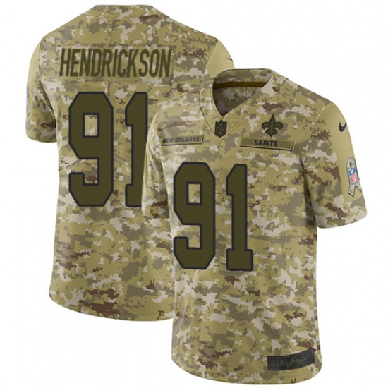 Men's Nike New Orleans Saints 91 Trey Hendrickson Limited Camo 2018 Salute to Service NFL Jersey