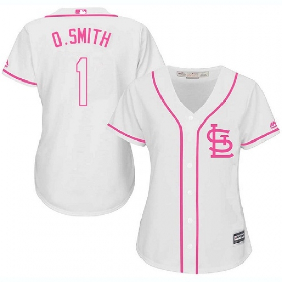 Women's Majestic St. Louis Cardinals 1 Ozzie Smith Authentic White Fashion Cool Base MLB Jersey