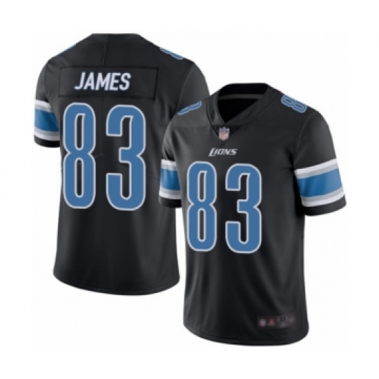 Men's Detroit Lions 83 Jesse James Limited Black Rush Vapor Untouchable Football Jersey