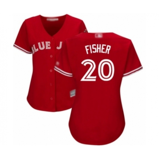 Women's Toronto Blue Jays 20 Derek Fisher Authentic Scarlet Alternate Baseball Player Jersey