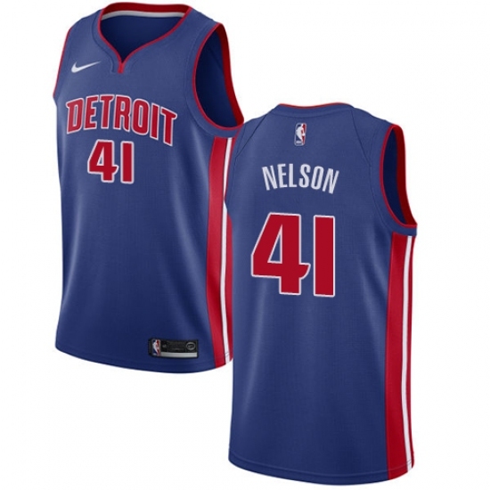 Women's Nike Detroit Pistons 41 Jameer Nelson Swingman Royal Blue NBA Jersey - Icon Edition