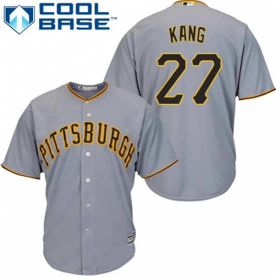 Men's Majestic Pittsburgh Pirates 27 Jung-ho Kang Replica Grey Road Cool Base MLB Jersey