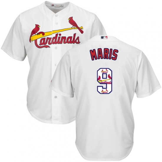 Men's Majestic St. Louis Cardinals 9 Roger Maris Authentic White Team Logo Fashion Cool Base MLB Jersey