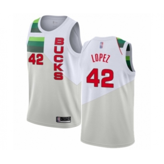 Youth Milwaukee Bucks 42 Robin Lopez White Swingman Jersey - Earned Edition