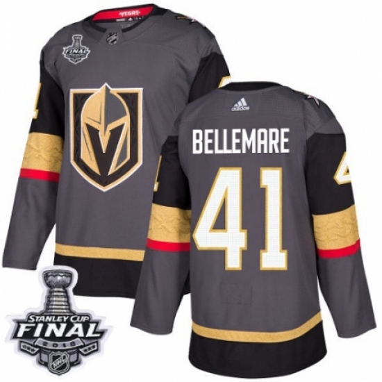 Men's Adidas Vegas Golden Knights 41 Pierre-Edouard Bellemare Premier Gray Home 2018 Stanley Cup Final NHL Jersey