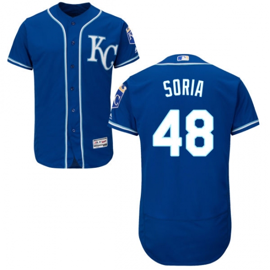 Men's Majestic Kansas City Royals 48 Joakim Soria Royal Blue Alternate Flex Base Authentic Collection MLB Jersey