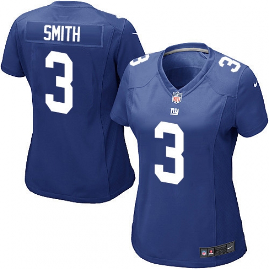 Women's Nike New York Giants 3 Geno Smith Game Royal Blue Team Color NFL Jersey