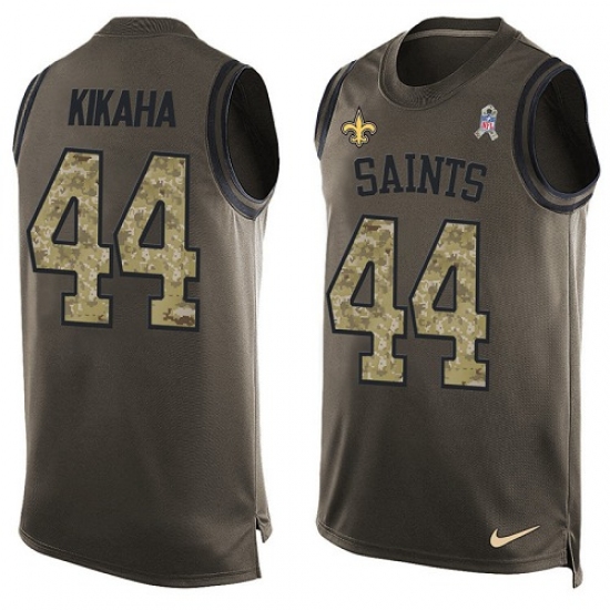 Men's Nike New Orleans Saints 44 Hau'oli Kikaha Limited Green Salute to Service Tank Top NFL Jersey