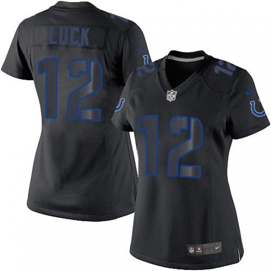 Women's Nike Indianapolis Colts 12 Andrew Luck Limited Black Impact NFL Jersey