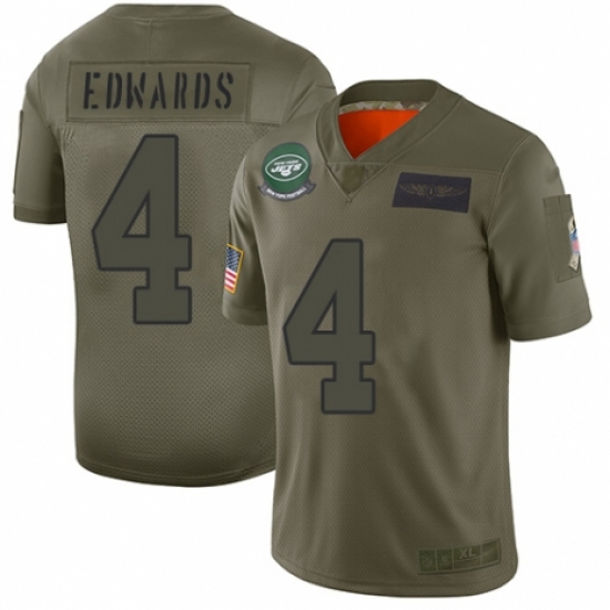 Men's New York Jets 4 Lac Edwards Limited Camo 2019 Salute to Service Football Jersey