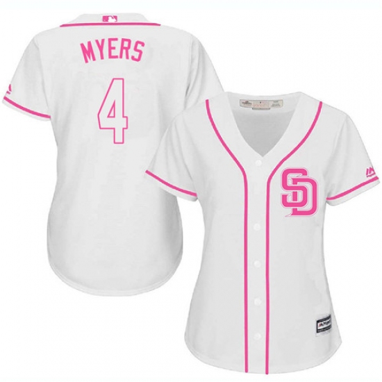 Women's Majestic San Diego Padres 4 Wil Myers Authentic White Fashion Cool Base MLB Jersey