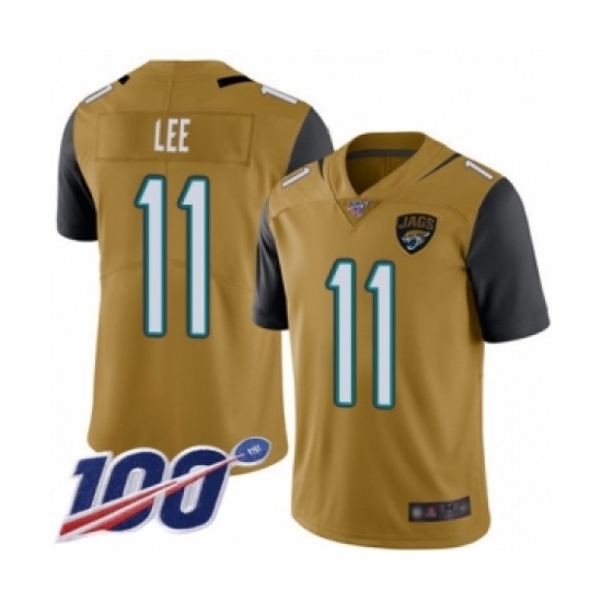 Men's Jacksonville Jaguars 11 Marqise Lee Limited Gold Rush Vapor Untouchable 100th Season Football Jersey