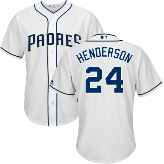 Youth Majestic San Diego Padres 24 Rickey Henderson Replica White Home Cool Base MLB Jersey