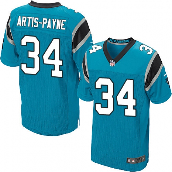 Men's Nike Carolina Panthers 34 Cameron Artis-Payne Elite Blue Alternate NFL Jersey