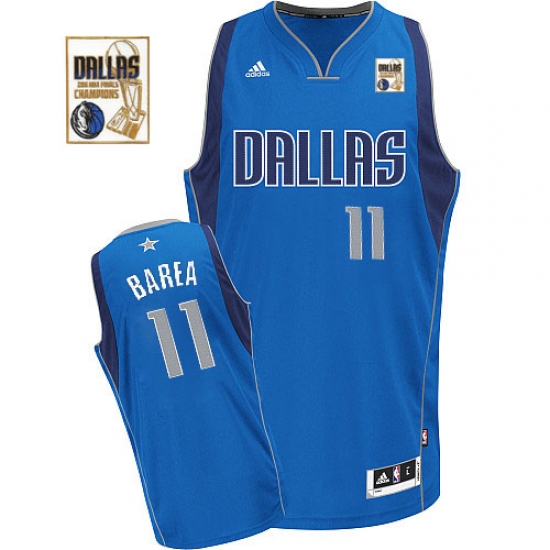 Men's Adidas Dallas Mavericks 11 Jose Barea Swingman Royal Blue Road Champions Patch NBA Jersey