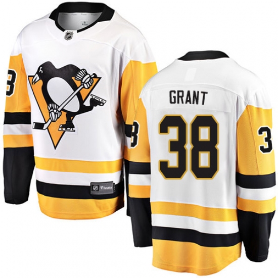 Youth Pittsburgh Penguins 38 Derek Grant Authentic White Away Fanatics Branded Breakaway NHL Jersey
