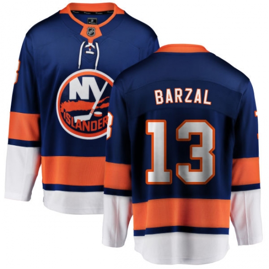 Men's New York Islanders 13 Mathew Barzal Fanatics Branded Royal Blue Home Breakaway NHL Jersey