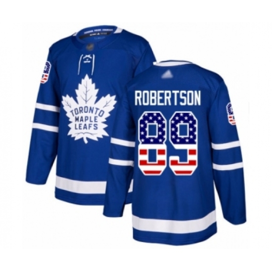 Men's Toronto Maple Leafs 89 Nicholas Robertson Authentic Royal Blue USA Flag Fashion Hockey Jersey