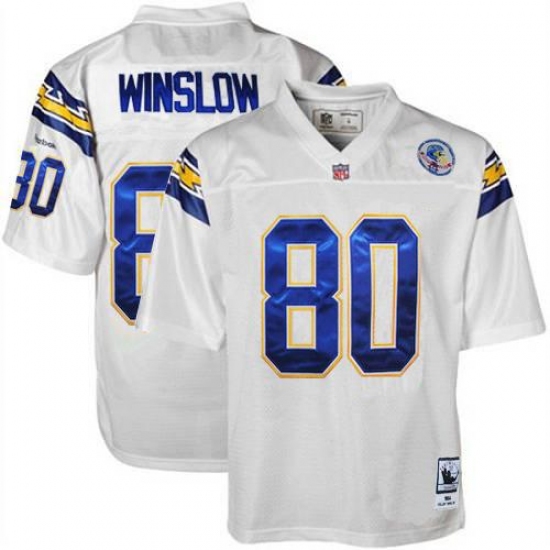 Mitchell And Ness Los Angeles Chargers 80 Kellen Winslow Authentic White 1984 Throwback NFL Jersey