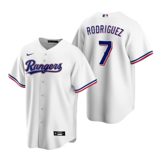 Men's Nike Texas Rangers 7 Ivan Rodriguez White Home Stitched Baseball Jersey