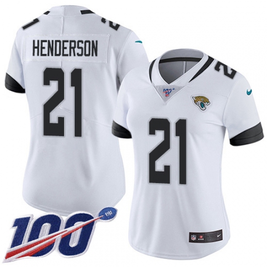 Women's Jacksonville Jaguars 21 C.J. Henderson White Stitched 100th Season Vapor Untouchable Limited Jersey