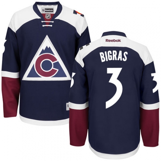 Men's Reebok Colorado Avalanche 3 Chris Bigras Premier Blue Third NHL Jersey