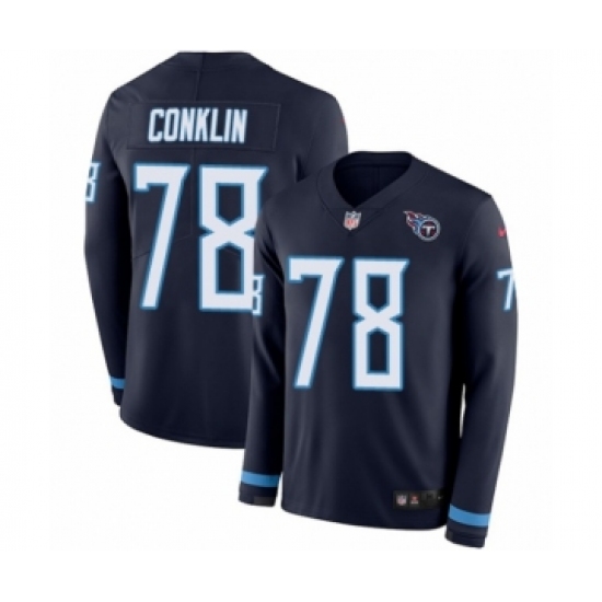 Youth Nike Tennessee Titans 78 Jack Conklin Limited Navy Blue Therma Long Sleeve NFL Jersey