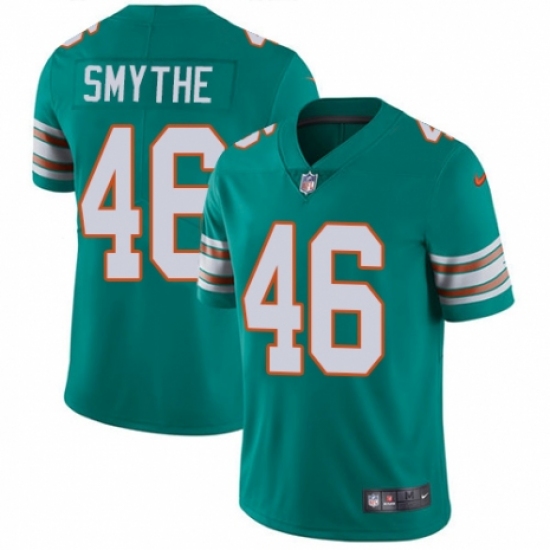 Men's Nike Miami Dolphins 46 Durham Smythe Aqua Green Alternate Vapor Untouchable Limited Player NFL Jersey
