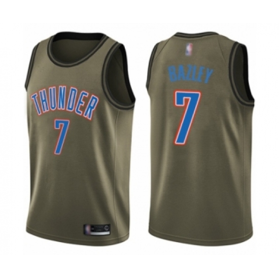 Men's Oklahoma City Thunder 7 Darius Bazley Swingman Green Salute to Service Basketball Jersey