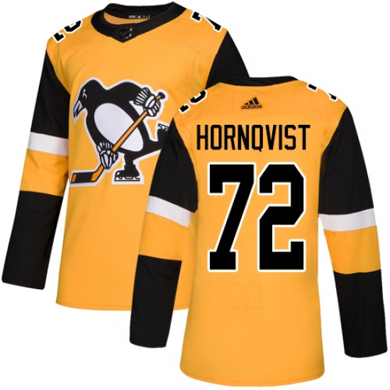 Men's Adidas Pittsburgh Penguins 72 Patric Hornqvist Premier Gold Alternate NHL Jersey