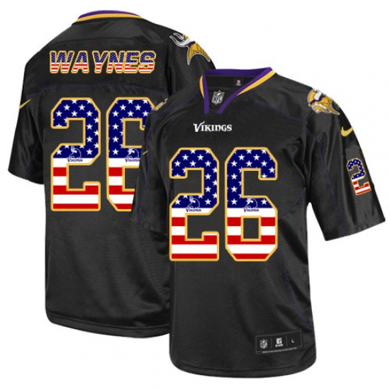 Men's Nike Minnesota Vikings 26 Trae Waynes Elite Black USA Flag Fashion NFL Jersey