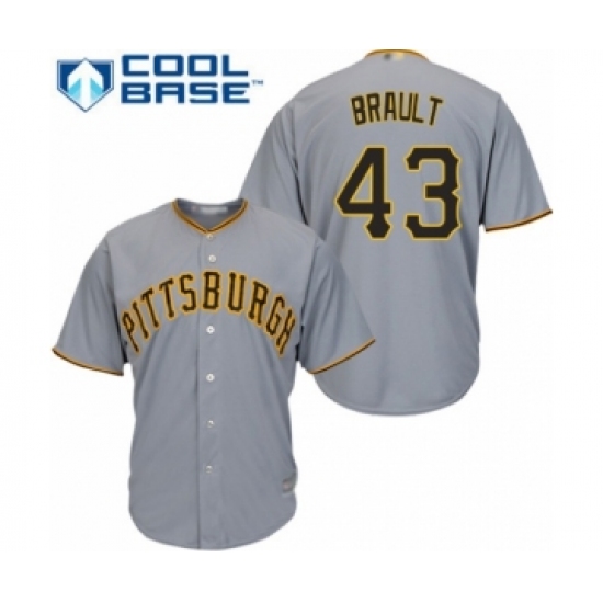 Youth Pittsburgh Pirates 43 Steven Brault Authentic Grey Road Cool Base Baseball Player Jersey