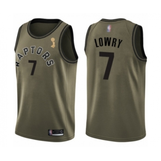 Men's Toronto Raptors 7 Kyle Lowry Swingman Green Salute to Service 2019 Basketball Finals Champions Jersey