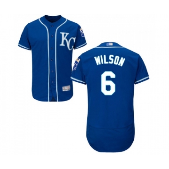 Men's Kansas City Royals 6 Willie Wilson Royal Blue Alternate Flex Base Authentic Collection Baseball Jersey