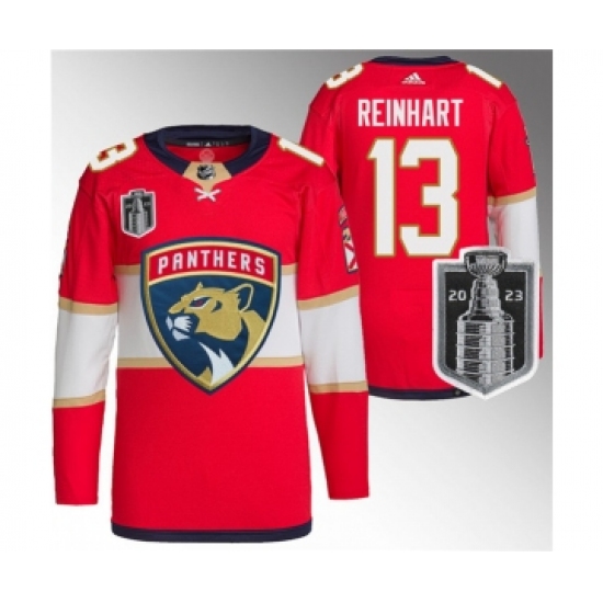 Men's Florida Panthers 13 Sam Reinhart Red 2023 Stanley Cup Final Stitched Jersey