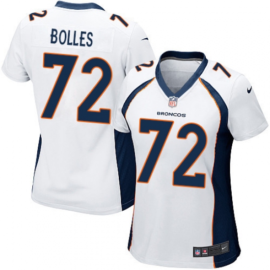 Women's Nike Denver Broncos 72 Garett Bolles Game White NFL Jersey