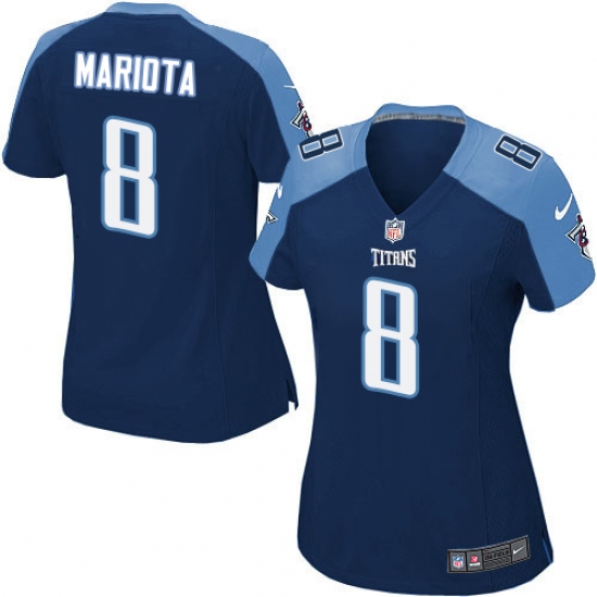Women's Nike Tennessee Titans 8 Marcus Mariota Game Navy Blue Alternate NFL Jersey