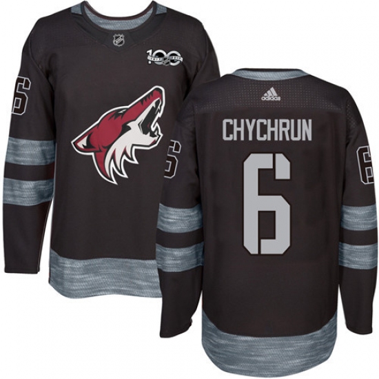 Men's Adidas Arizona Coyotes 6 Jakob Chychrun Authentic Black 1917-2017 100th Anniversary NHL Jersey