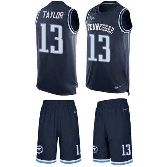 Men's Nike Tennessee Titans 13 Taywan Taylor Limited Navy Blue Tank Top Suit NFL Jersey