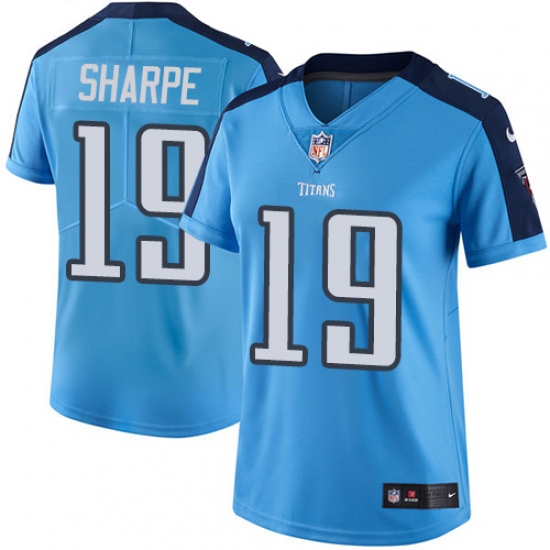 Women's Nike Tennessee Titans 19 Tajae Sharpe Elite Light Blue Team Color NFL Jersey