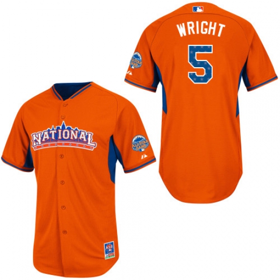 Men's Majestic New York Mets 5 David Wright Authentic Orange National League 2013 All-Star BP MLB Jersey