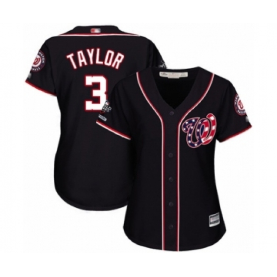 Women's Washington Nationals 3 Michael Taylor Authentic Navy Blue Alternate 2 Cool Base 2019 World Series Champions Baseball Jersey