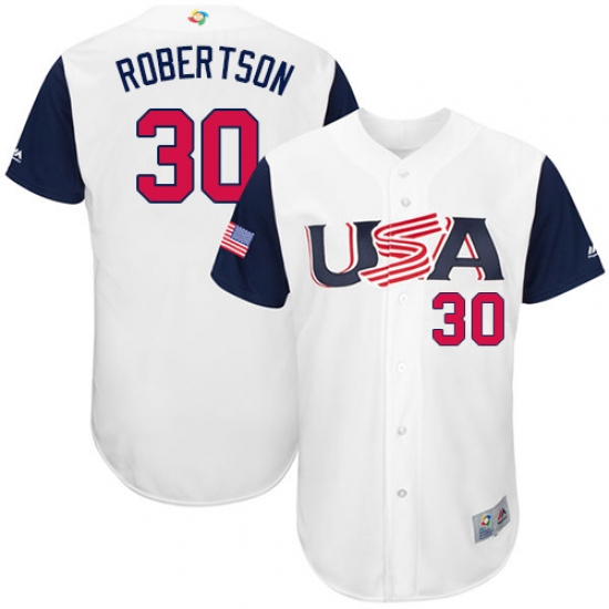 Men's USA Baseball Majestic 30 David Robertson White 2017 World Baseball Classic Authentic Team Jersey