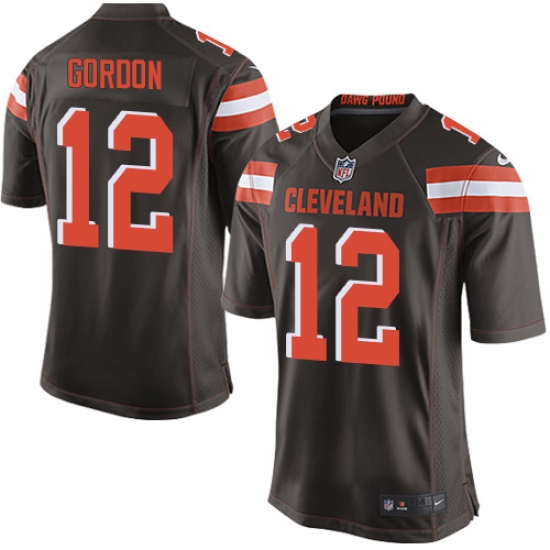 Men's Nike Cleveland Browns 12 Josh Gordon Game Brown Team Color NFL Jersey