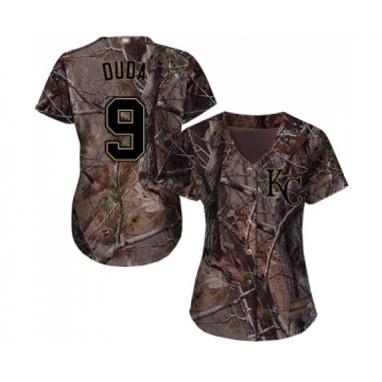 Women's Kansas City Royals 9 Lucas Duda Authentic Camo Realtree Collection Flex Base Baseball Jersey