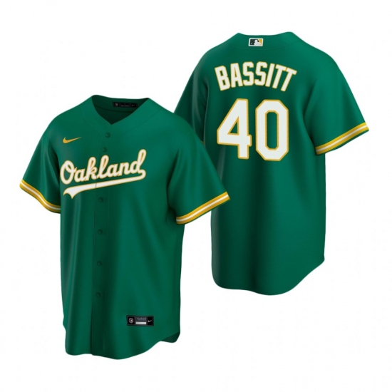 Men's Nike Oakland Athletics 40 Chris Bassitt Green Alternate Stitched Baseball Jersey