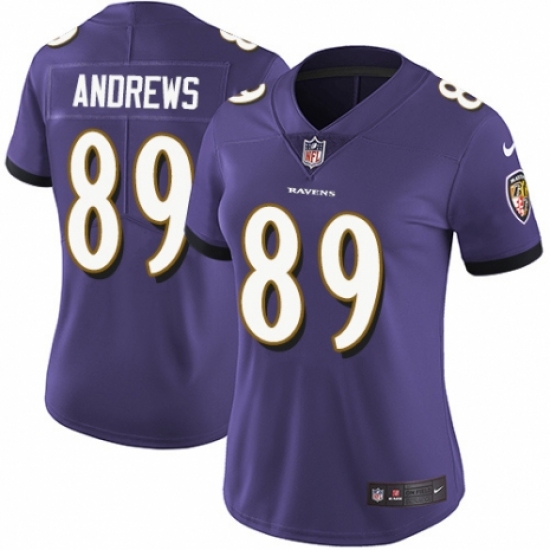 Women's Nike Baltimore Ravens 89 Mark Andrews Purple Team Color Vapor Untouchable Limited Player NFL Jersey