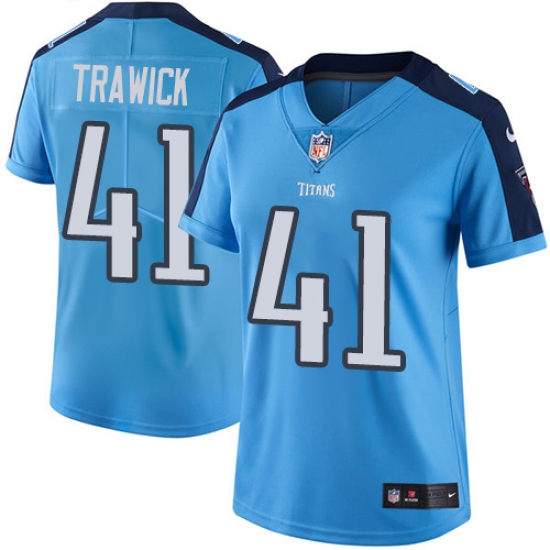 Women's Nike Tennessee Titans 41 Brynden Trawick Limited Light Blue Rush Vapor Untouchable NFL Jersey