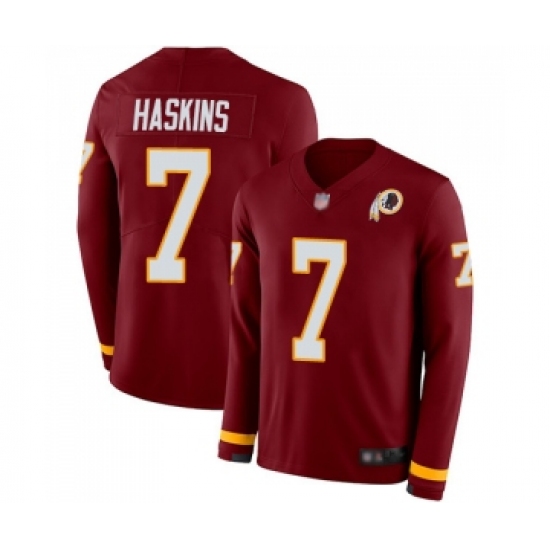 Men's Washington Redskins 7 Dwayne Haskins Limited Burgundy Therma Long Sleeve Football Jersey